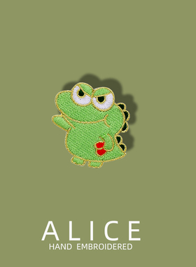 罗一舟小鳄鱼刺绣布贴补丁贴衣服修补破洞贴手帐包包DIY时尚装饰