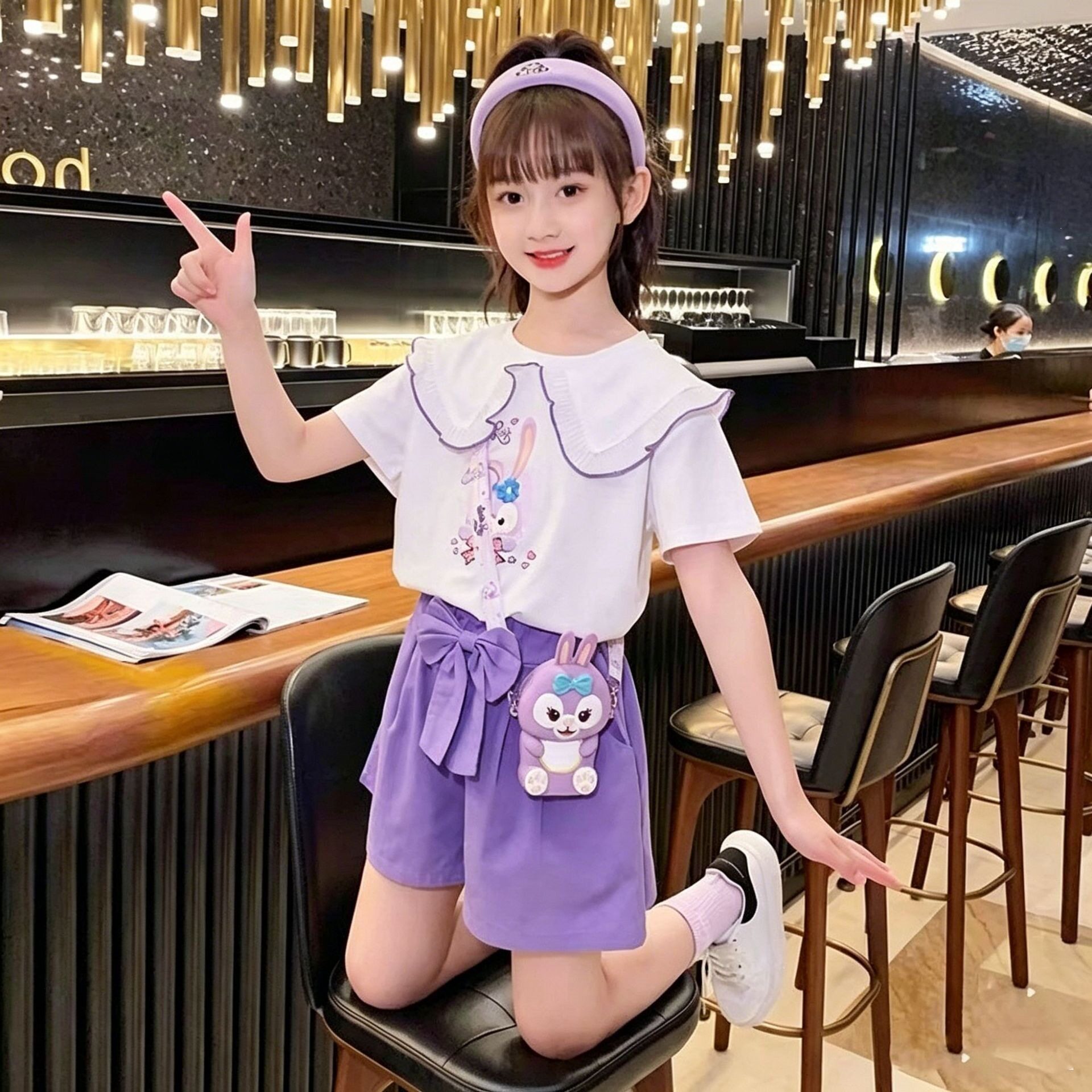 女童夏装套装2024新款时髦儿儿童运动套装