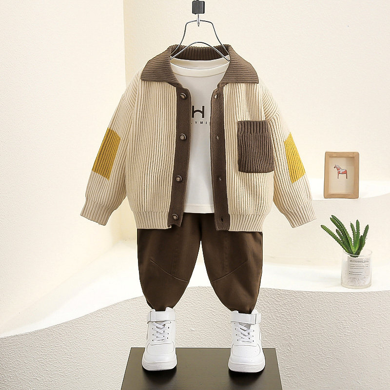 儿童套装春秋季2025新款洋气男童休闲酷帅长袖毛衣三件套宝宝春装,童装/婴儿装/亲子装,套装,淘宝优惠券,粉丝福利购,淘宝优惠卷