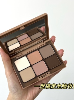 everbab六色眼影盘哑光大地色平价便携学生女腮红高光修容一体盘