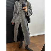 复古风毛边长款 羊毛外套 含91.6绵羊毛 多金 866 25150