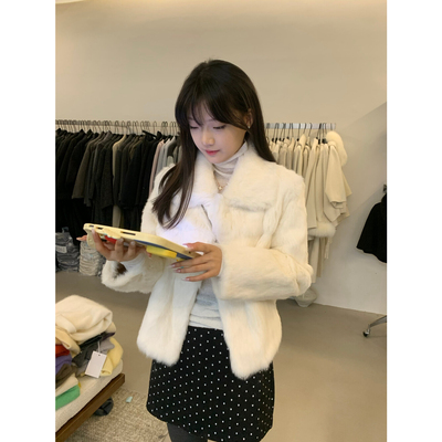 ss u多金-兔毛毛中古皮草时尚外套保暖皮草外套（含100兔毛）5926