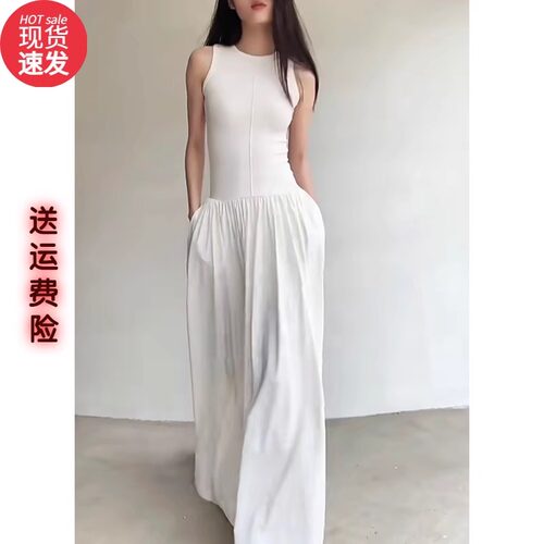 欧美运动感背心连衣裙长裙女夏