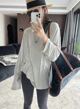 Kylie同款金卡戴珊男友风宽松oversized莫代尔长袖T恤