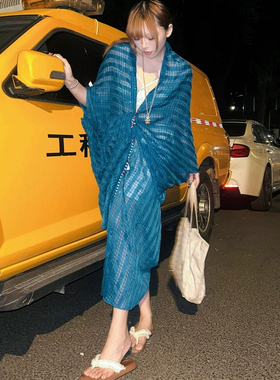 纯色多穿立裁系带宽松度假氛围开衫上衣