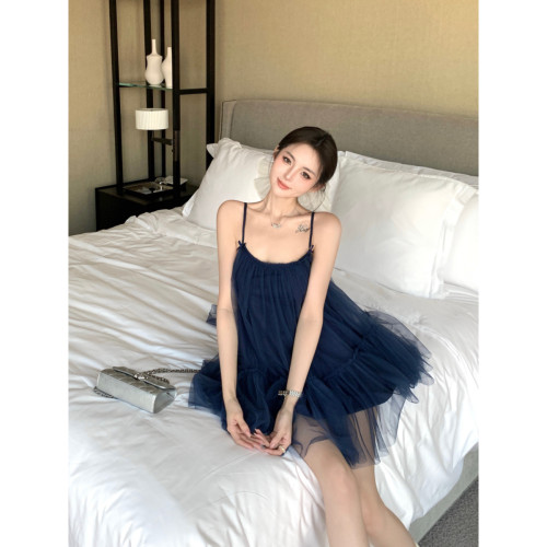 网纱仙女裙吊带连衣裙女2025夏新款海边度假风蓬蓬短裙子