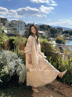 DIGM-春上新极简高级松弛感重工绣花宽松显瘦仙仙连衣裙DB19673