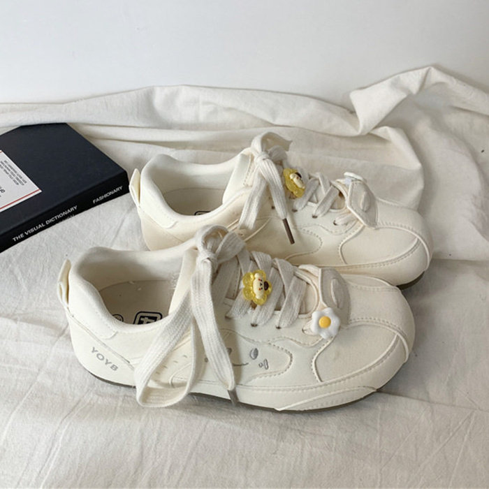 夜晚晚 可爱风卡通花朵小白鞋女2026新款春季百搭休闲鞋小众板鞋,女鞋,棉鞋,淘宝优惠券,粉丝福利购,淘宝优惠卷