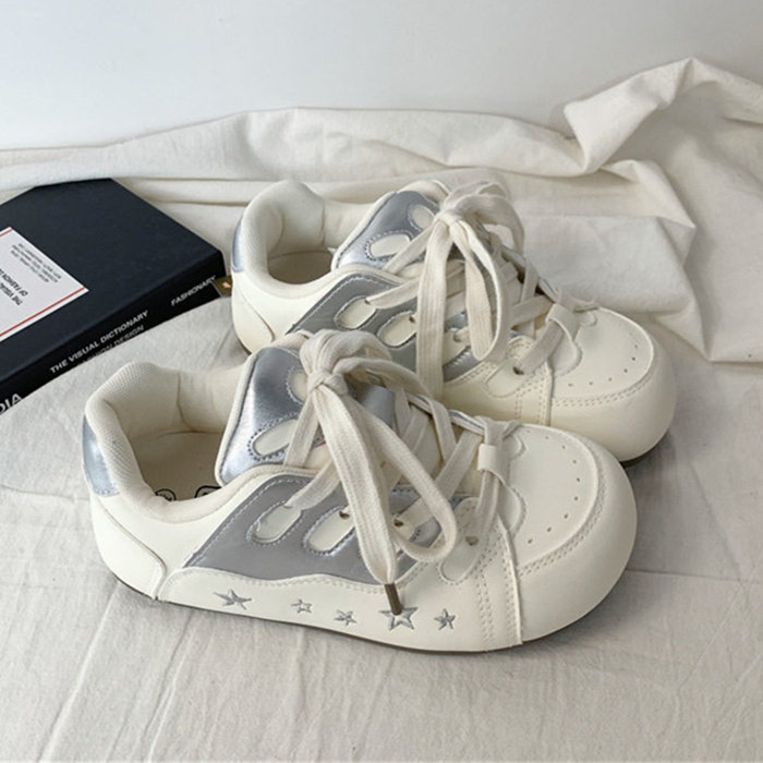 夜晚晚韩系星星厚底板鞋女2026新款春季百搭小白鞋学生休闲德训鞋,女鞋,棉鞋,淘宝优惠券,粉丝福利购,淘宝优惠卷