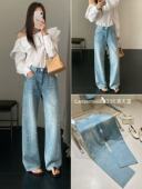 阔腿裤 欧货蓝色魅力88336满天瀑布星直筒牛仔爆闪裤 2026春女窄版