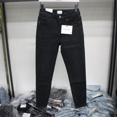 依炫韩95071高级灰植绒修身小脚牛仔铅笔裤2025年冬女九分紧身裤