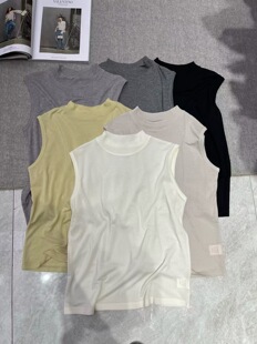 莱赛尔羊毛半高领背心女外穿显瘦内搭上衣无袖打底衫T恤春夏薄款