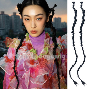 手工辫子成品马尾假发女时尚走秀场摄影写真个性造型细辫抖音吸粉