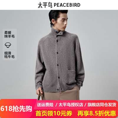 【商场同款】太平鸟男装耗牛绒毛衫新款翻领羊毛针织衫B1EAF4B17
