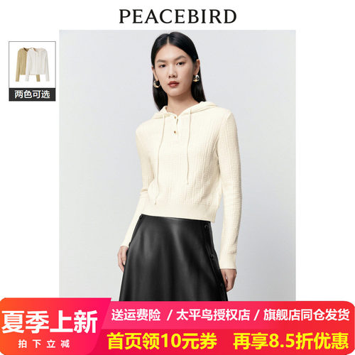 太平鸟女装2023年冬季新款连帽毛套衫A1EBD4323