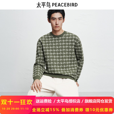 【商场同款】太平鸟男装毛衫25冬季新款满版提花针织衫 B1EBF4427