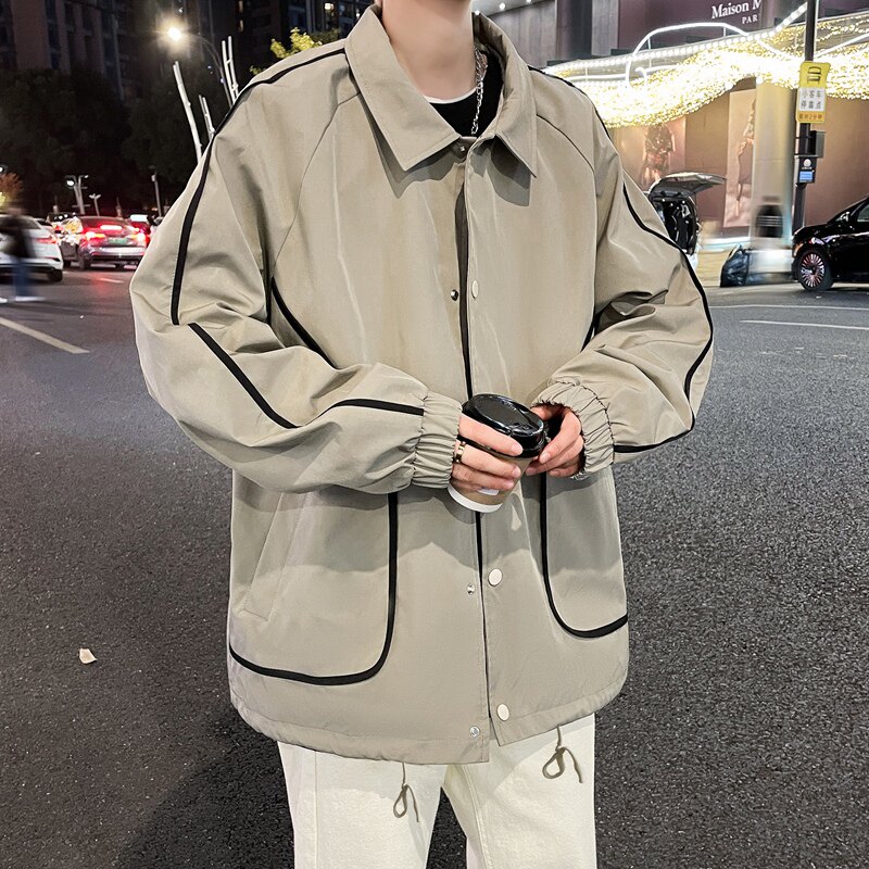 春装新款宽松大口袋复古大码休闲夹克外套男xz405-JK01-p75,男装夹克,星座405