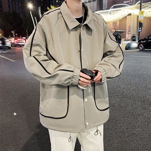 春装新款宽松大口袋复古大码休闲夹克外套男xz405-JK01-p75图片