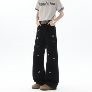 中性美式工装宽松阔腿直筒牛仔裤男女微喇牛仔裤XZ405-K2001-P58图片