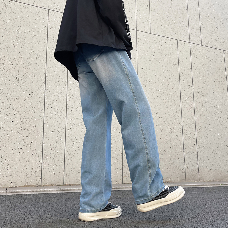 新款男牛仔裤宽松大码直筒长裤微喇潮牌牛仔裤XZ405-K125-P45，男装牛仔裤，星座405