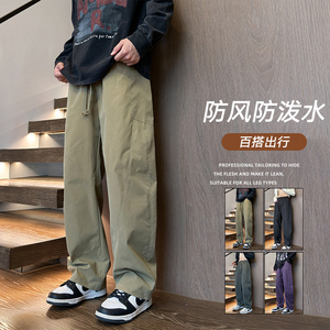 GENIOLAMODE美式弯刀裤子男士秋季新款休闲直筒阔腿户外运动长裤图片
