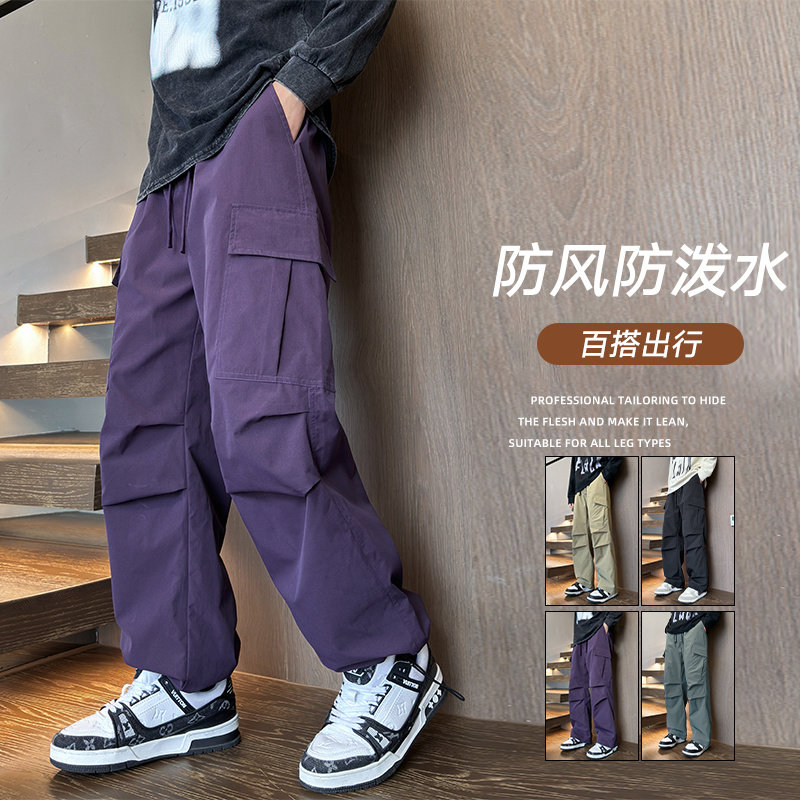 新品秋季潮流宽松工装松紧休闲裤男伞兵裤XZ405-K1011-P45,男装休闲裤,星座405