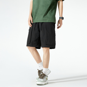 白底日系潮流工装松紧速干薄款男短裤XZ405-K236-P35控58图片