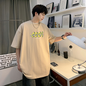 潮流男港风大码圆领短袖夏季新品半袖宽松T恤XZ405-T20-P25图片