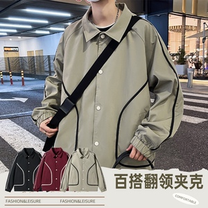 春季潮流大码夹克外套男士休闲拼接外穿衣服xz405-JK01-p75图片