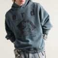 ERD Distressed Hoodie, Washed Blue