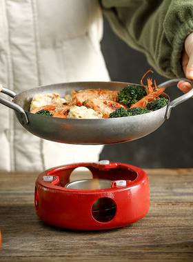 喜家德春笋鲜蔬锅专用酒精加热炉创意复古红色铝合金加热底座