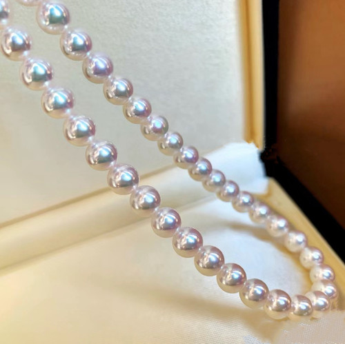 日本天然海水AKOYA珍珠项链正圆极光18k金颈饰颈链正品珠宝女礼物