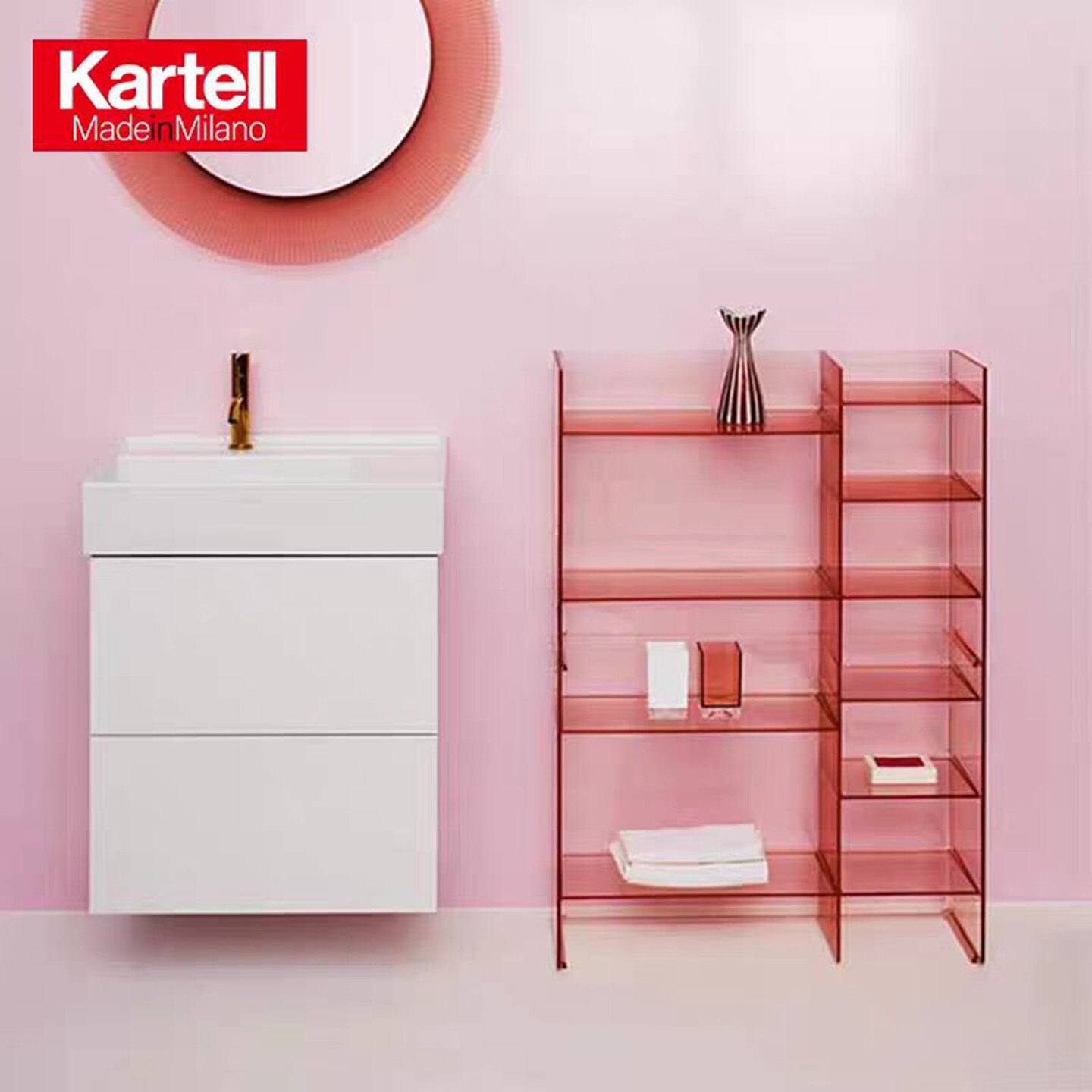 Kartell简约透明亚克力置物架多层收纳架家用陈列架明浴室柜