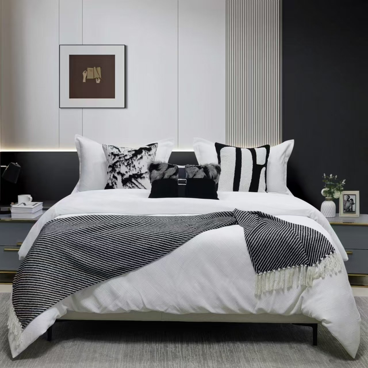 软装样板房 家具展厅配套床品 现代极简 意式轻奢床笠式多件套,床上用品,床品套件/四件套/多件套,淘宝优惠券,粉丝福利购,淘宝优惠卷