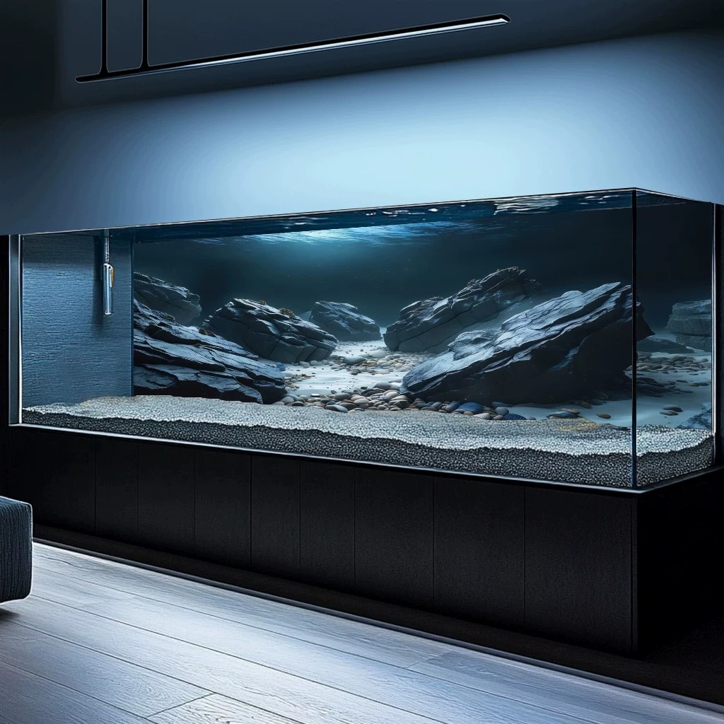 溪流缸岩石造景装饰画鱼缸背景贴纸3d立体高清图5d水族箱正胶壁纸