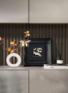 玄关边柜圆圈花艺石材摆件