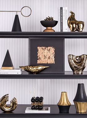 样板房软装高级轻奢摆件极简客厅酒柜电视柜开放格小众软装饰品