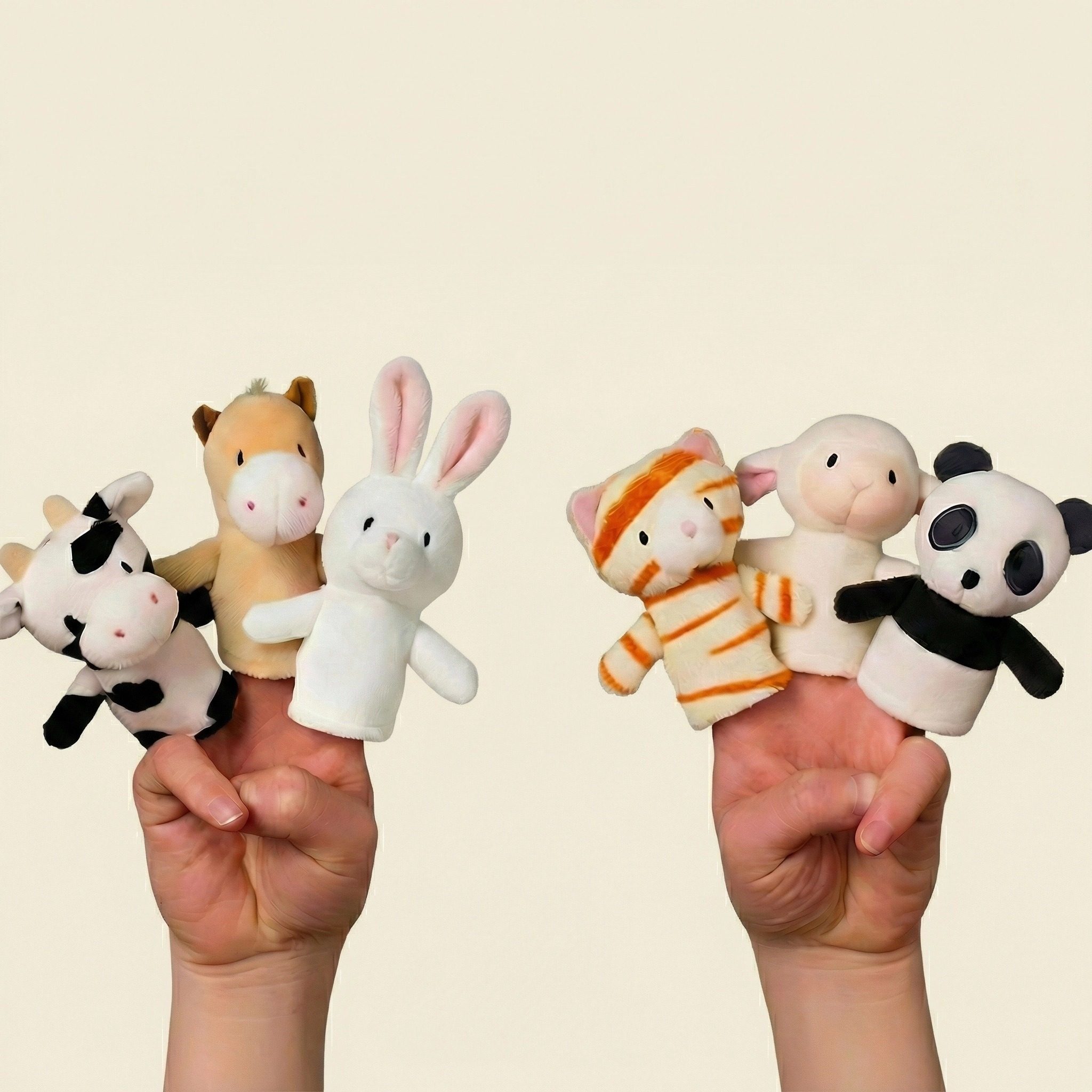 动物指偶安抚玩偶兔子熊猫马羊牛猫咪指偶毛绒益智早教讲故事指偶,玩具/童车/益智/积木/模型,手偶/安抚玩偶,淘宝优惠券,粉丝福利购,淘宝优惠卷