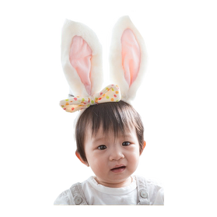 儿童毛绒复活节小兔子头饰发夹发箍表演道具兔耳朵头箍发卡幼儿园