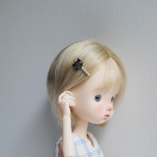 晚安喵 - 可爱小猫bjd6分娃用发夹一字夹 蓝豆豆 azone blythe