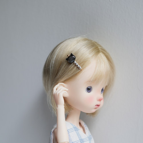 晚安喵 - 可爱小猫bjd6分娃用发夹一字夹 蓝豆豆 azone blythe