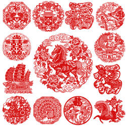 2026年马年中国特色礼品蔚县剪纸过年福字窗花装饰画玻璃贴装饰画