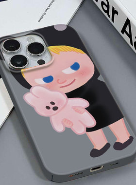 抱兔女孩适用于苹果16PROMAX/13PRO可爱好看安卓REALMEV60小米15PROVIVOY100红米K60ULTRA三星A04E菲林壳硬壳