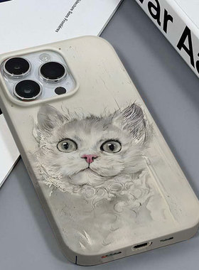 仙宠猫咪适用于苹果16/11小众款超薄安卓畅享70IQOOS17PROVIVOY100红米K60ULTRA三星A14包按键菲林硬壳手机壳