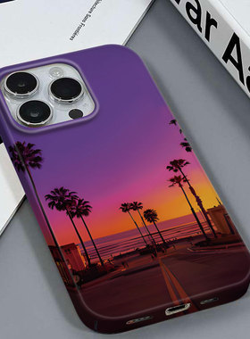 海岸景色适用于苹果16PLUS/15PROMAX网红壳创意安卓IQOO12PROVIVOY100红米K70至尊三星S22镜面硬菲林壳手机壳
