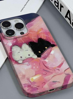 情侣猫咪适用于苹果16PLUS/14情侣款新款安卓华为P30PROIQOOY30VIVOX200红米NOTE14PROPLUS三星A12菲林壳硬壳