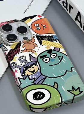 怪兽大学适用于苹果16/12/12PRO情侣好看安卓荣耀70IQ00NEOVIVOS12红米K50PRO三星A03CORE镜面菲林硬壳手机壳