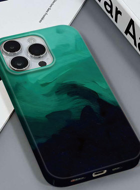 绿色旋涡适用于苹果16PRO/11高颜值韩系安卓华为MATE70IQOO12VIVOS19红米K70ULTRA三星S22光面菲林硬壳手机壳