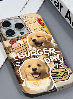 可爱金毛适用于苹果16PLUS/13MINI可爱创意安卓华为P30IQOOT1XVIVOY76S5G版红米NOTE14三星S23菲林硬壳手机壳