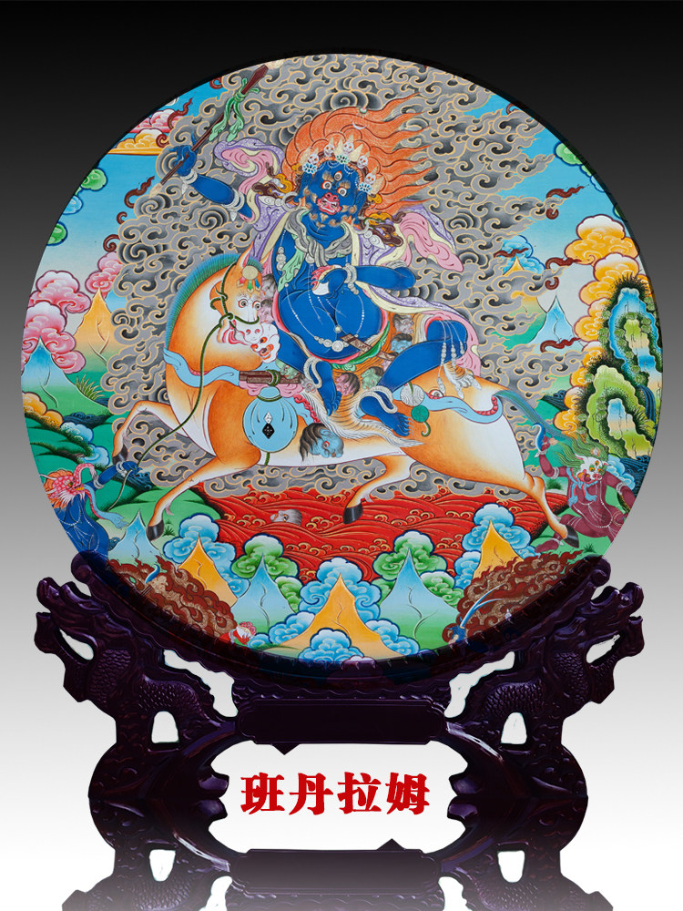 데스크탑 장식품 THANGKA 티베트어 보석 새로운 중국 스타일의 모조 도자기 거실 타운 하우스 룸 고급 멜라민 안티 가을 골동품 접시